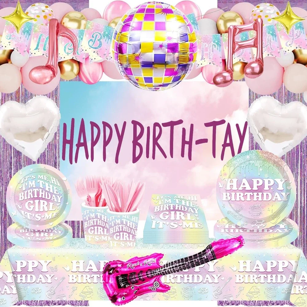 NWT 193 Pc Swiftie Birthday Decorations 24 Guests Happy Birth-Tay Party Supplies